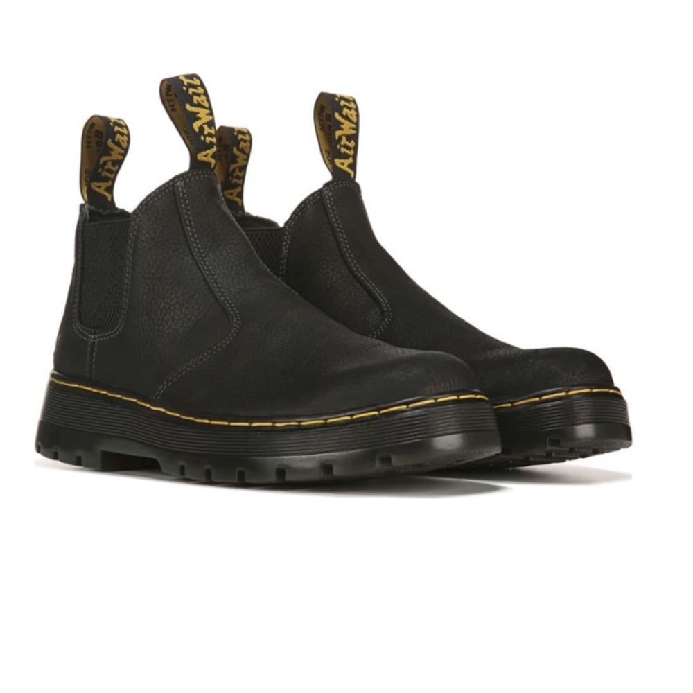 Dr. Martens Men’s Hardie Slip Resistant Leather Boot in Black 🆕